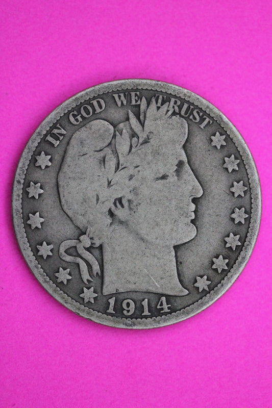 1914 S Barber Liberty Silver Half Dollar Guaranteed Authentic Genuine Coin 2273