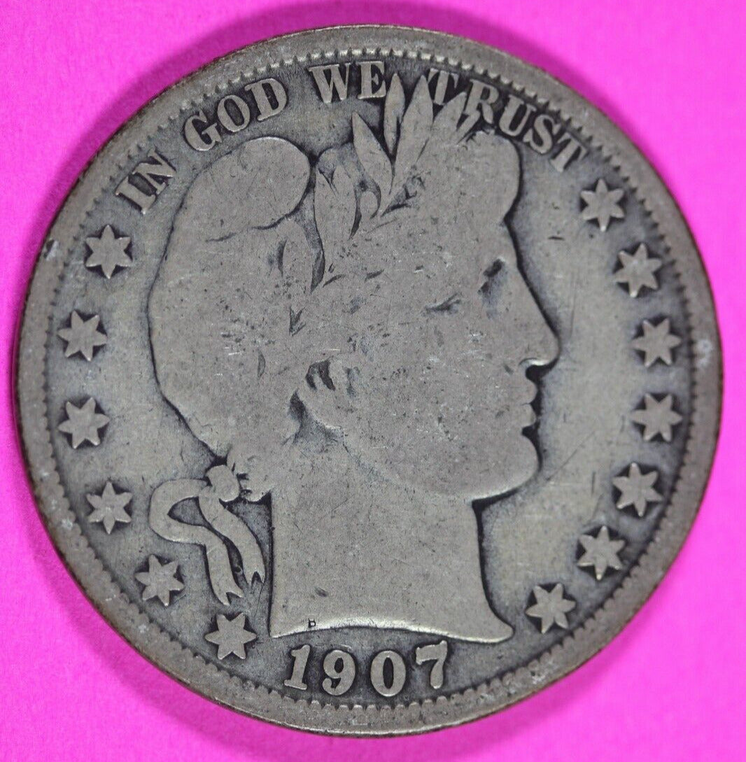 1907 O Barber Liberty Half Dollar Scarce Semi Key Date Coin New Orleans 290