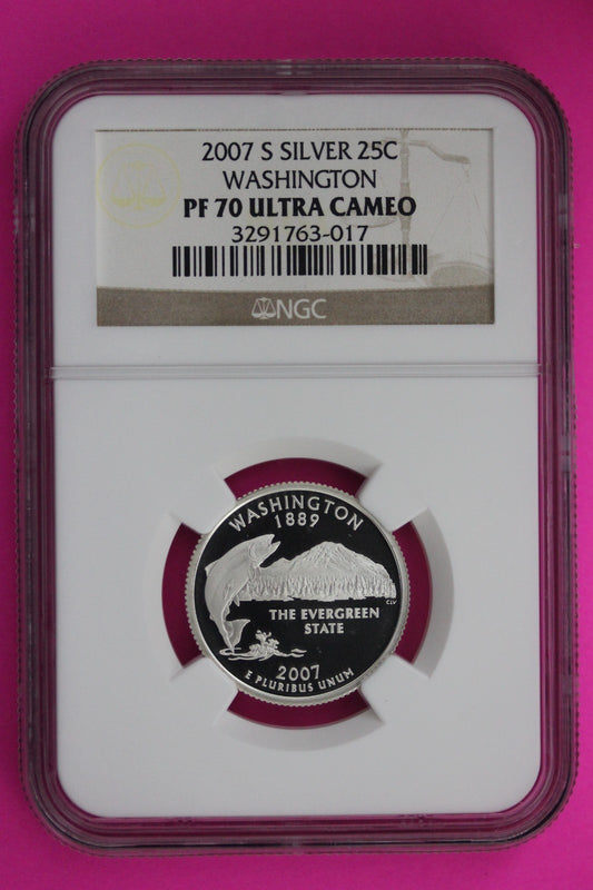 2007 S PF 70 Washington Silver State Quarter NGC Certified Authentic Slab 464
