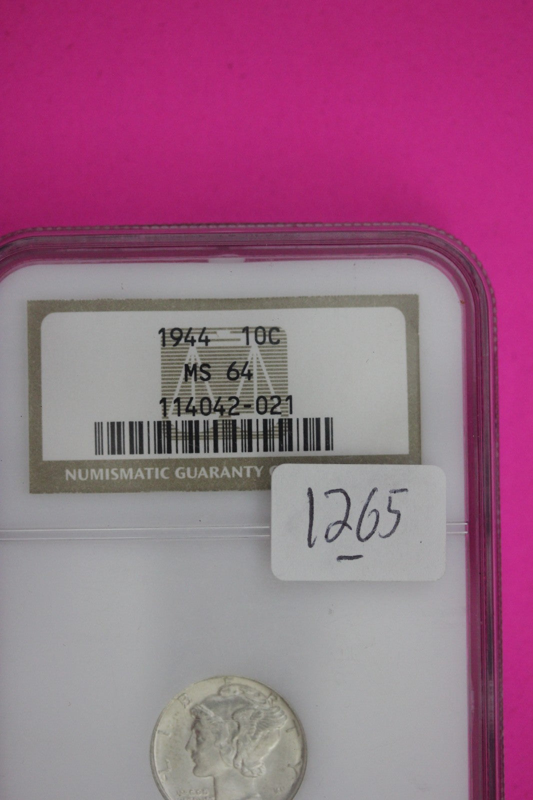 1944 P MS 64 Mercury Winged Liberty Dime NGC Certified Graded Authentic 1265