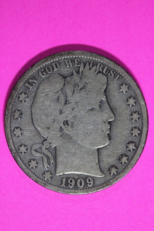 1909 S Barber Liberty Half Dollar Scarce Semi Key Date Coin San Francisco 214