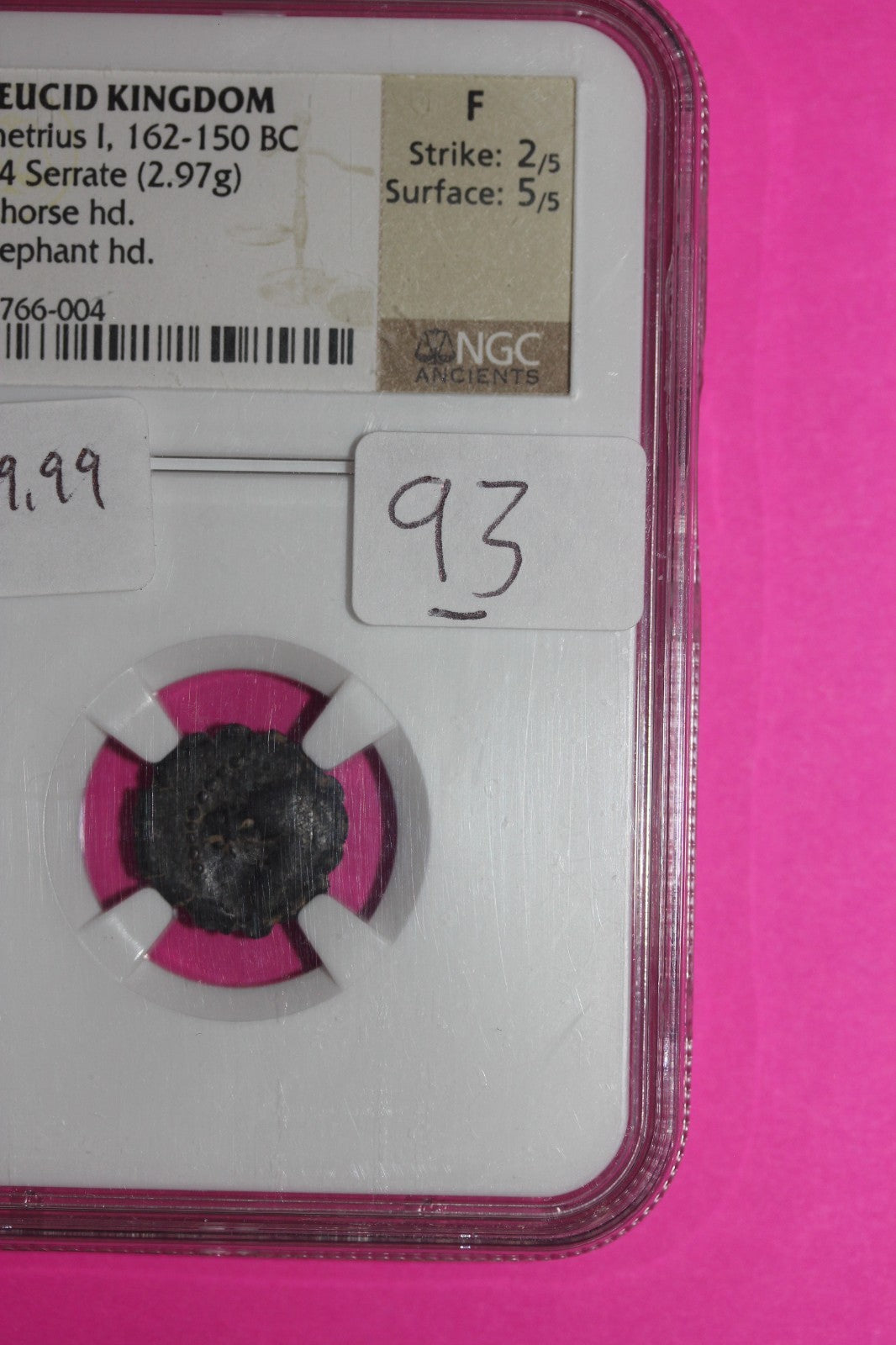 F Seleucid Kingdom Demetrius I 162-150 BC AE14 Serrate Horse Elephant NGC 93