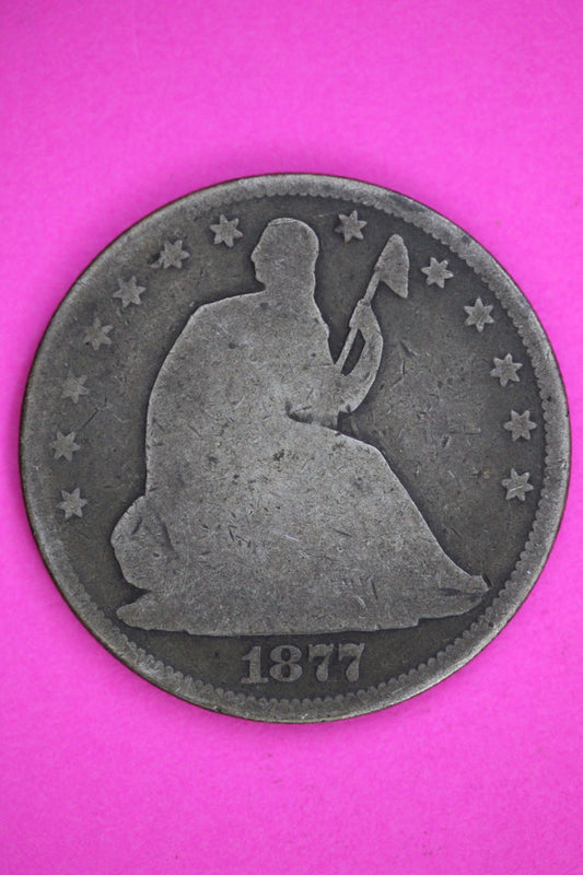 1877 P Seated Liberty Silver Half Dollar Guaranteed Authentic Genuine Coin 2854