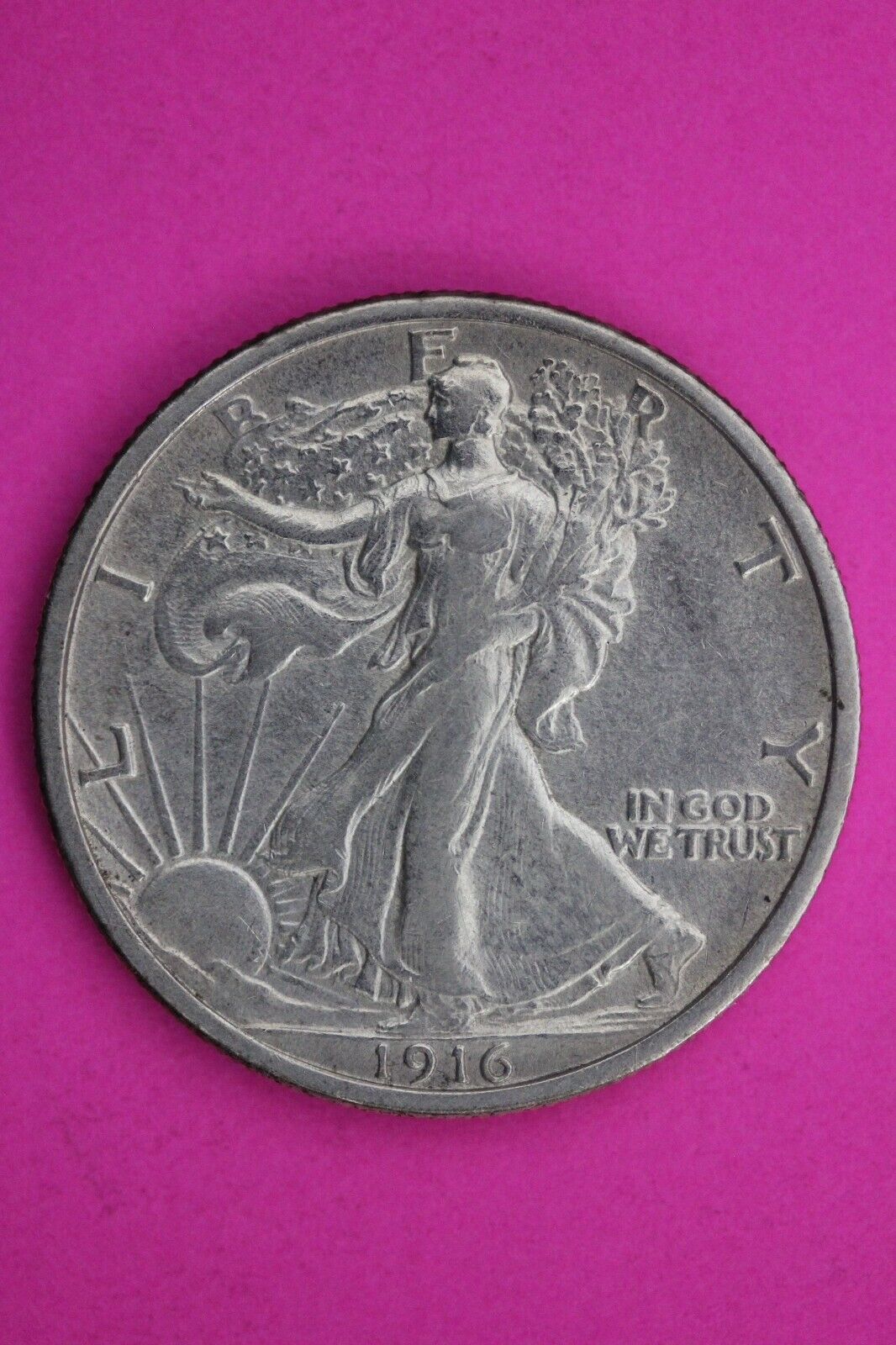 High Grade 1916 P Walking Liberty Half Dollar Scarce Key Date Silver Coin 136