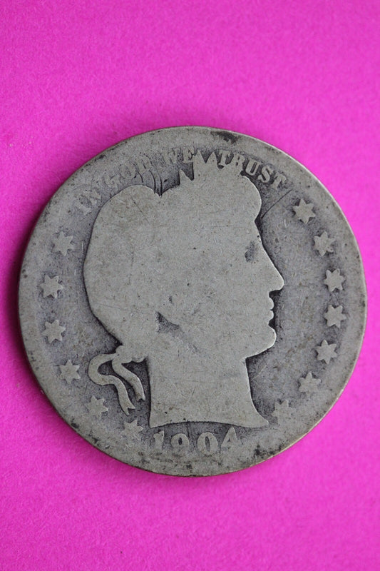 1904 O Barber Liberty Silver Quarter Scarce Guaranteed Authentic Rare Coin 0893