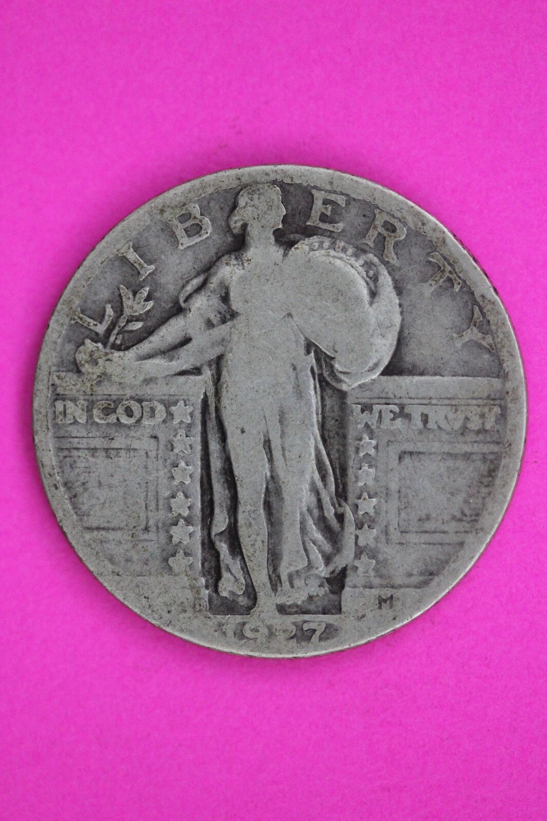 1927 D Standing Liberty Silver Quarter Guaranteed Authentic & Genuine Coin 1443