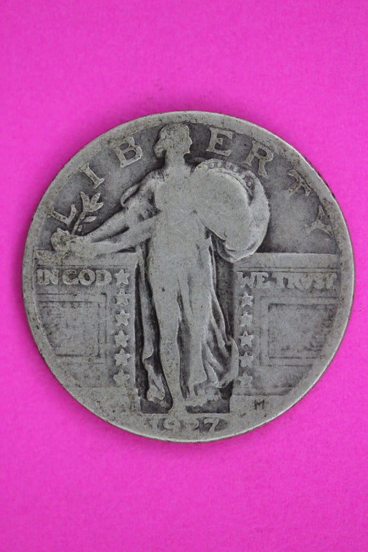 1927 D Standing Liberty Silver Quarter Guaranteed Authentic & Genuine Coin 1443