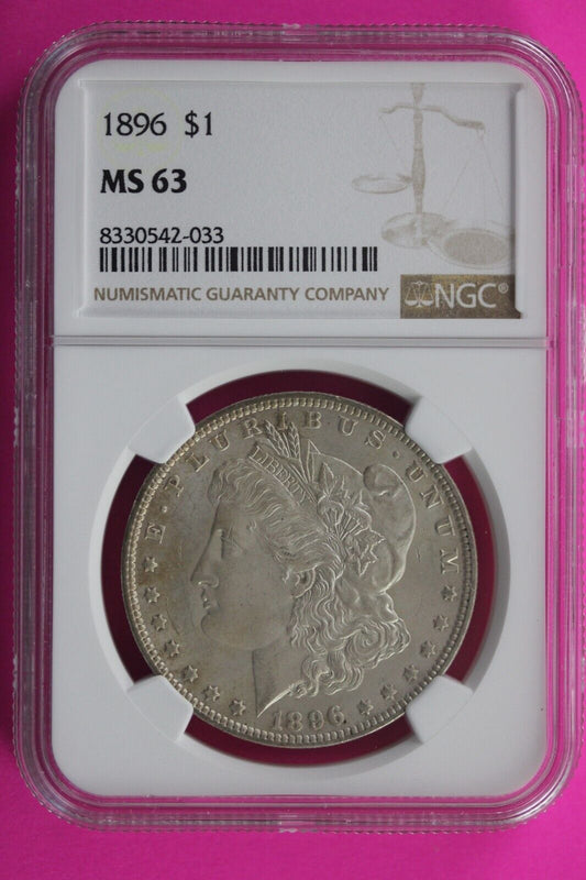 1896 P MS 63 Liberty Morgan Silver Dollar NGC Certified Graded Slab 456