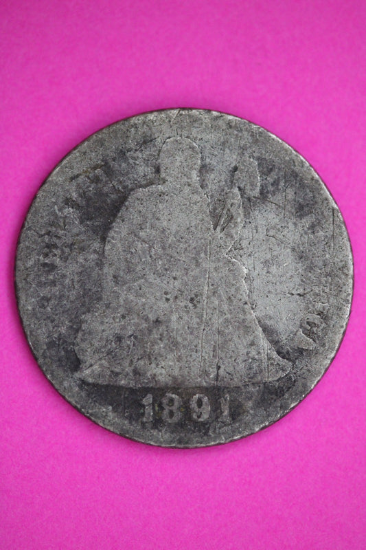 1891 P Seated Dime Silver Exact Coin Shown Low Grade Filler Damaged Bent 2766