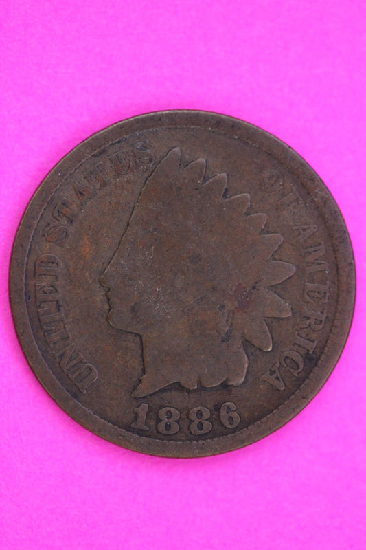1886 Type 2 Indian Head Cent Penny Scarce Early Type Exact Coin Shown 318