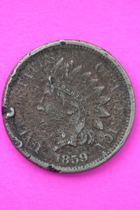 1859 Copper Nickel Indian Head Cent Penny Early Type Coin Exact Coin Pictured 68