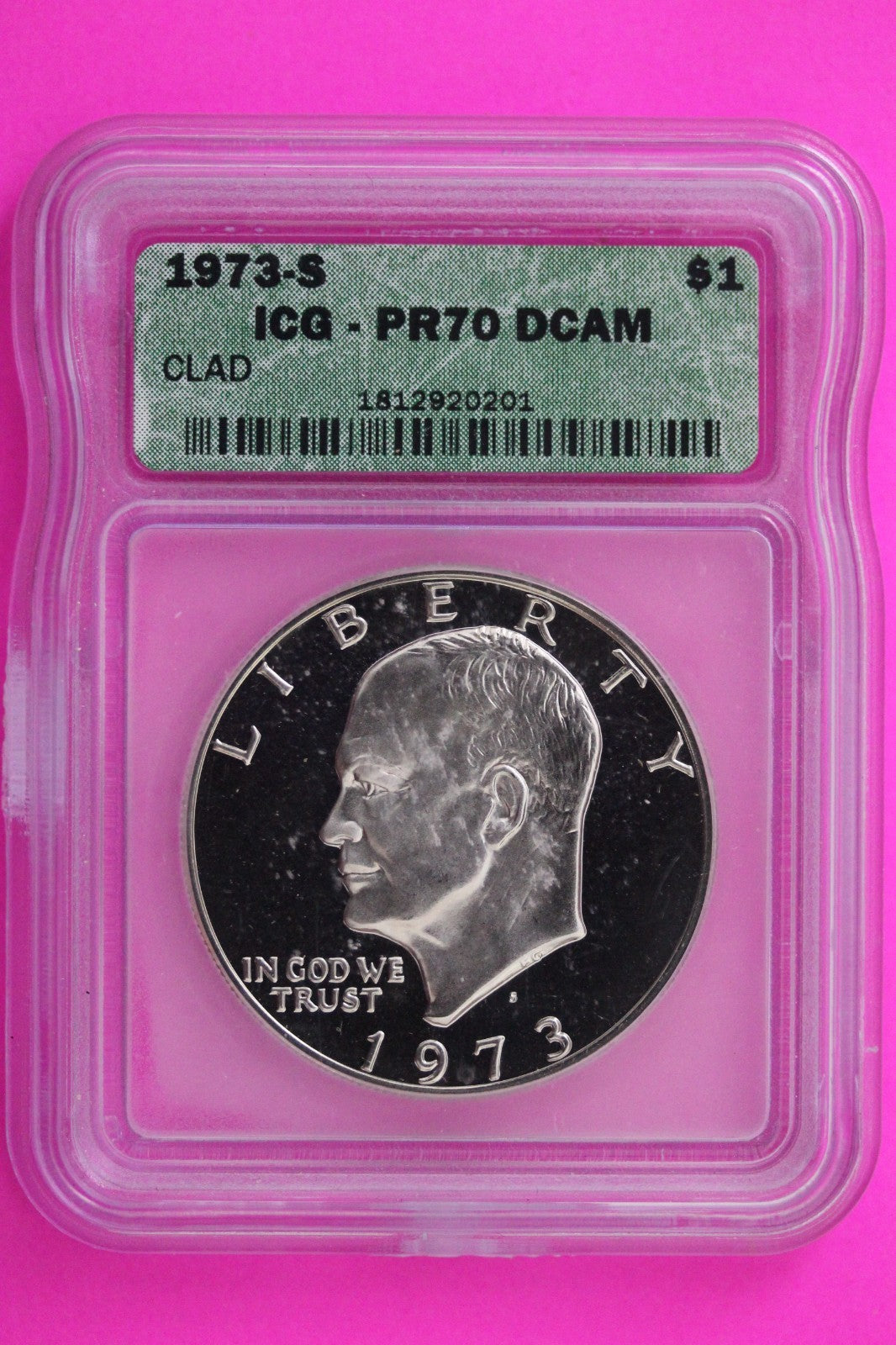 1973 S PR 70 Deep Cameo Clad Ike Eisenhower Dollar ICG Certified Graded 341