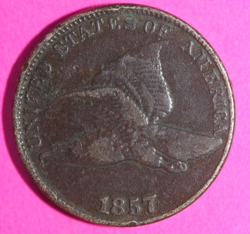 1857 Flying Eagle Cent Penny Exact Scarce Early Type Coin as Pictured 37