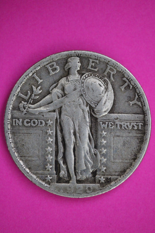 1920 P Standing Liberty Quarter Silver Guaranteed Authentic & Genuine Coin 2991