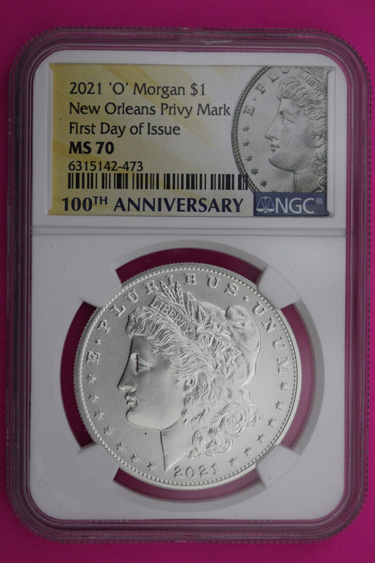 RARE 2021 O MS 70 Morgan Silver Dollar 1rst Day Issue NGC Authentic Graded 596