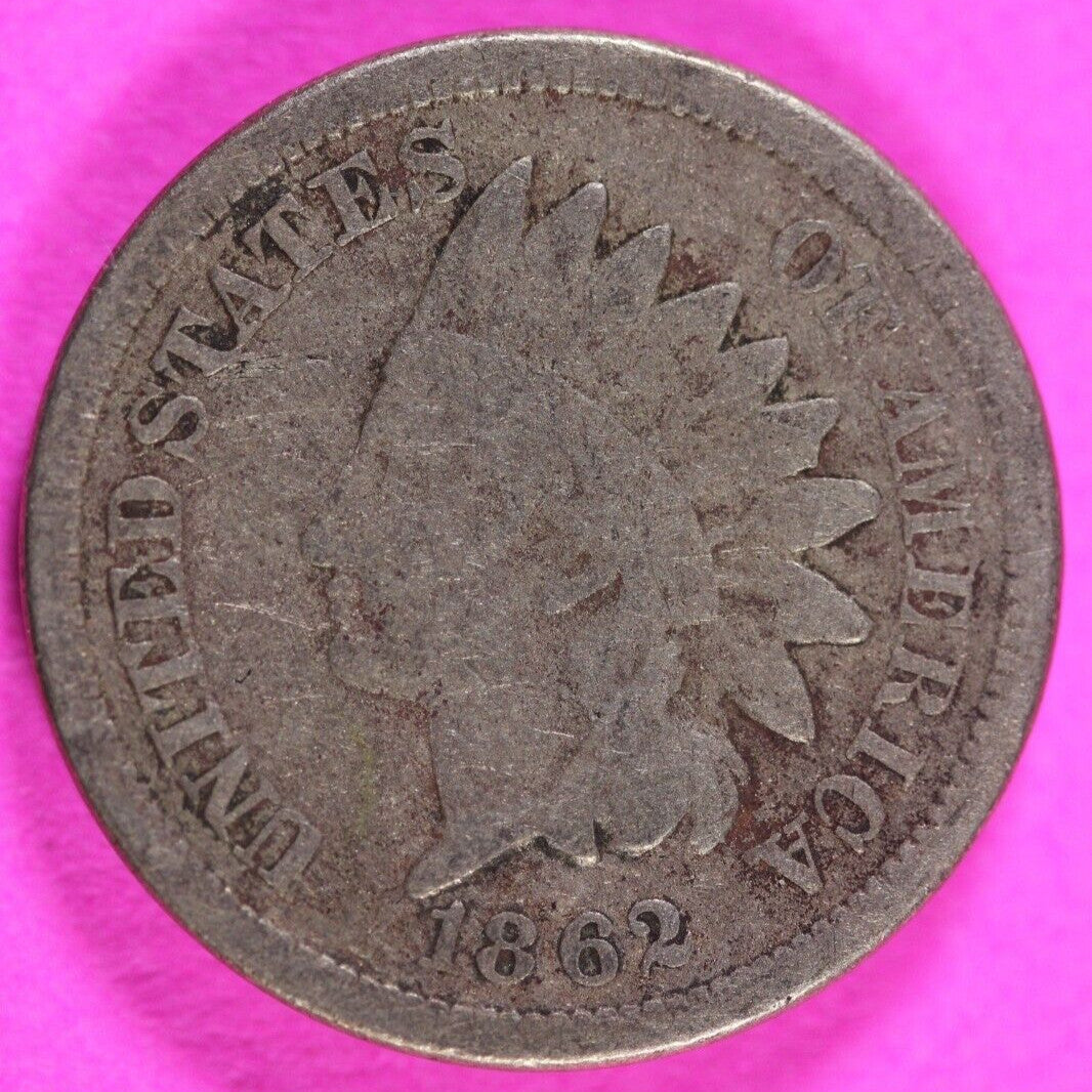 1862 Copper Nickel Indian Head Cent Penny Type Coin Exact Coin Pictured 299