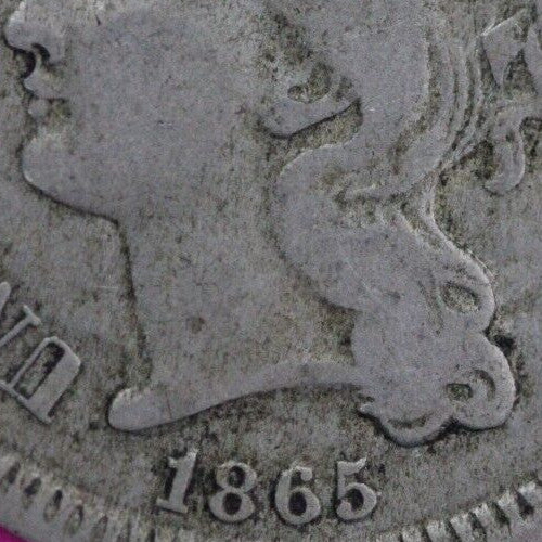 1865 Three 3 Cent Nickel Scarce Semi Key Date Type Coin Philadelphia Mint 05