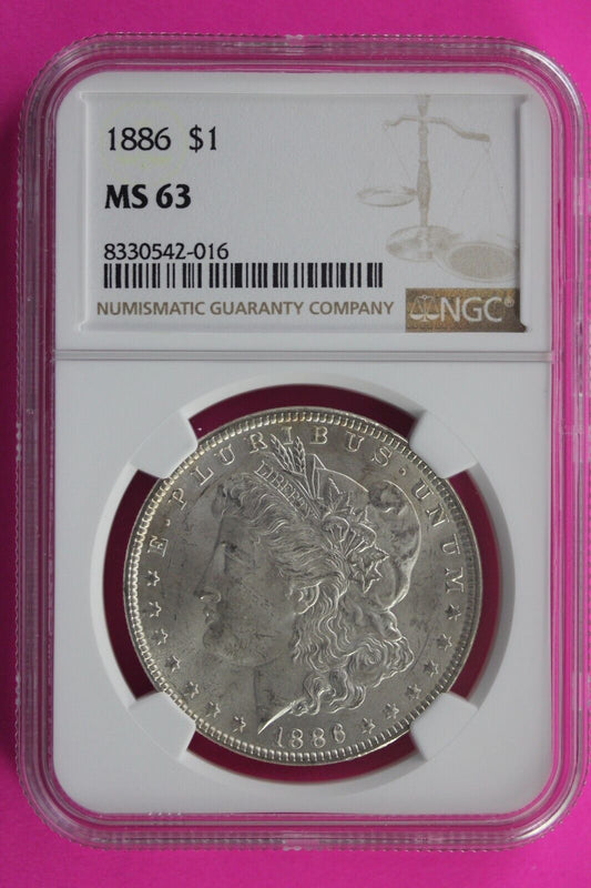 1886 P MS 63 Liberty Morgan Silver Dollar NGC Certified Graded Authentic Slab 15