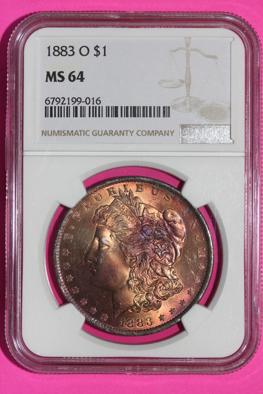 Golden Toned 1883 O MS 64 Liberty Morgan Silver Dollar NGC Certified Slab 416