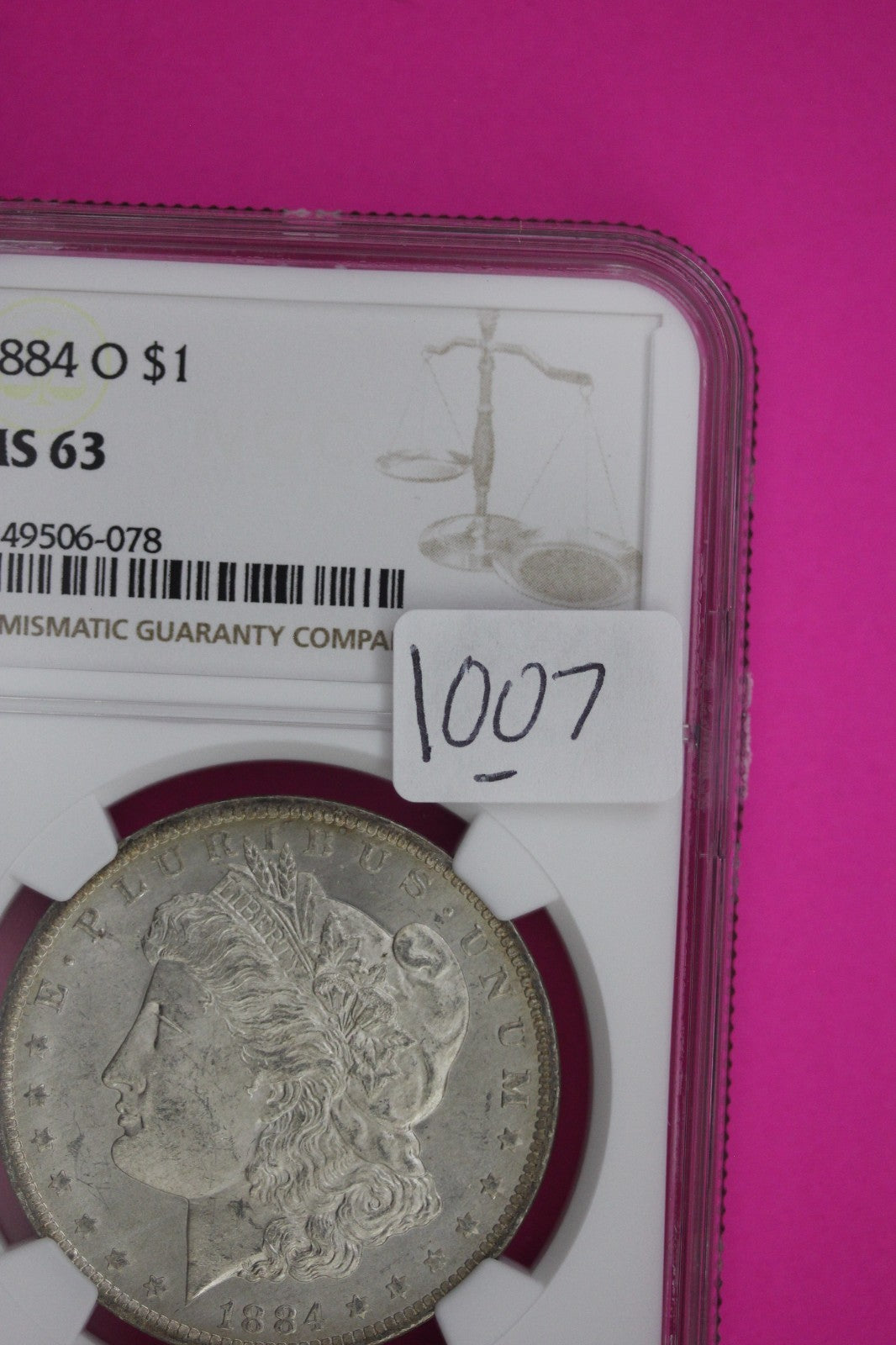 1884 O MS 63 Liberty Morgan Silver Dollar NGC Certified Graded Authentic 1007