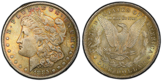 Rainbow Toned 1885 O MS 64 Morgan Liberty Silver Dollar PCGS Certified Slab 187