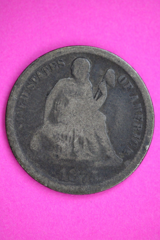 1875 CC Seated Dime Silver Exact Coin Shown Low Grade Filler Damaged Bent 2769