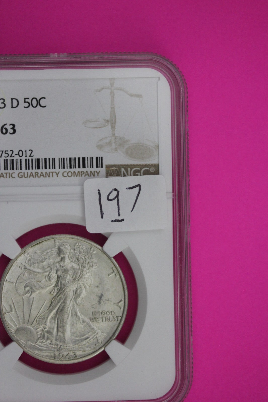 1943 D MS 63 Walking Liberty Half Dollar NGC Graded Certified Authentic 197