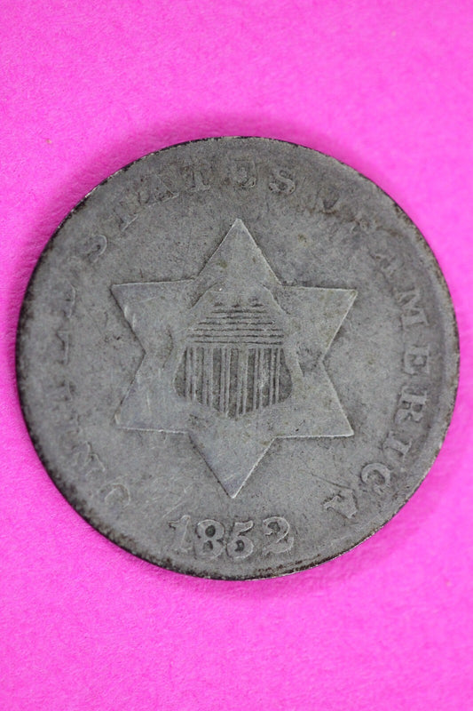 1852 Trime 3 Three Cent Silver Dime Exact Coin Shown In Pics Semi Key Date 84