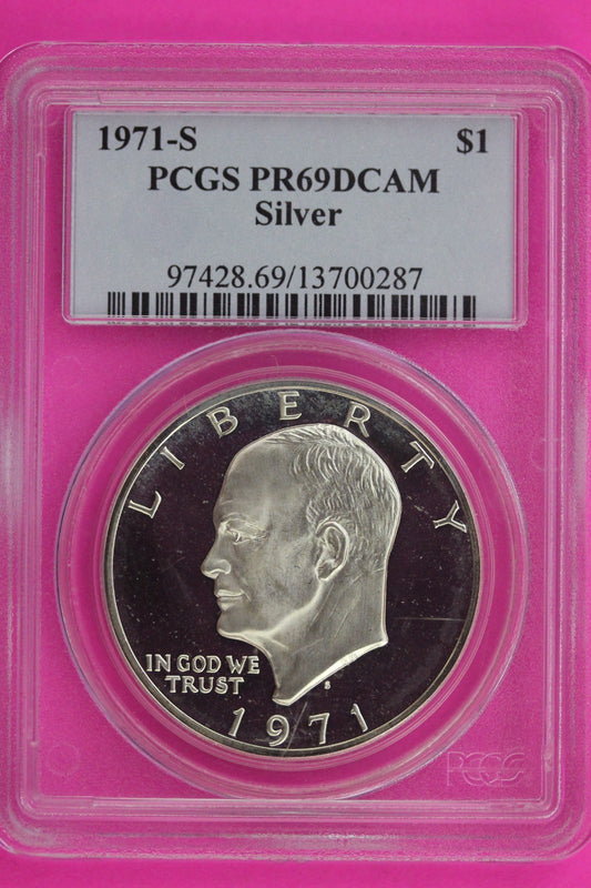 1971 S PR 69 DCAM Silver Ike Eisenhower Dollar PCGS Certified Authentic Slab 992
