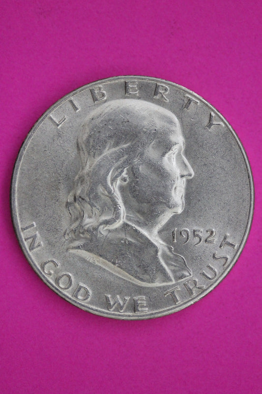 High Grade 1952 S Ben Franklin Silver Half Dollar Guaranteed Authentic Coin 1327
