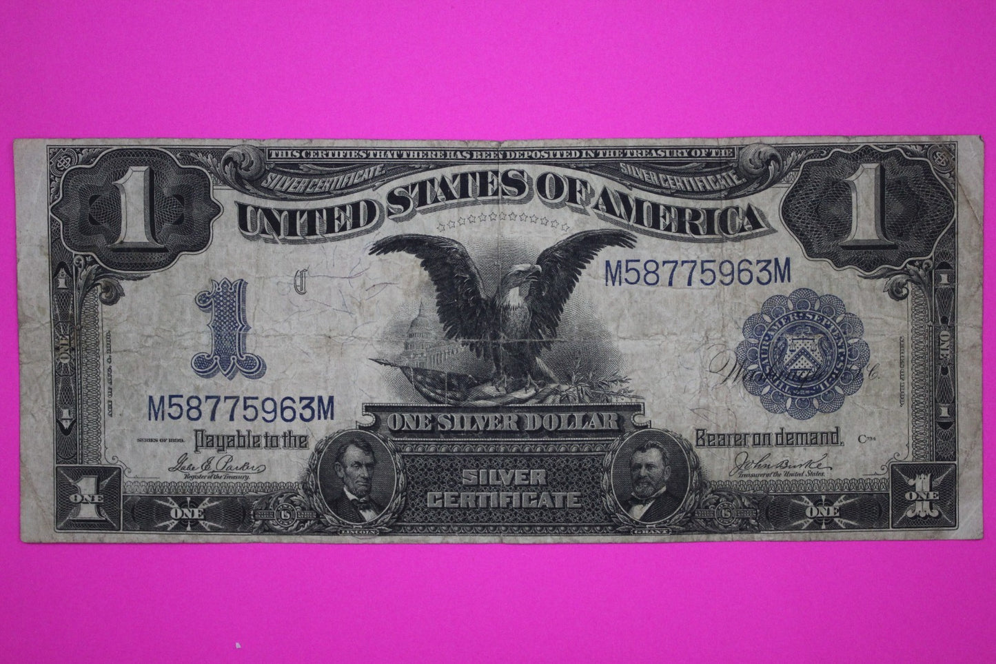1899 $1 One Dollar Black Eagle Silver Certificate FR 232 Guaranteed Authentic 12