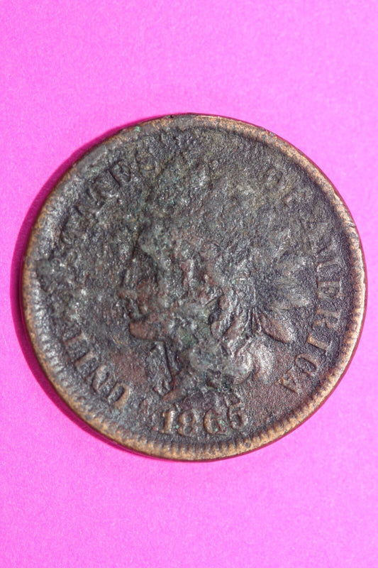 1865 Indian Head Cent Penny Scarce Early Type Coin Exact Coin Pictured 166