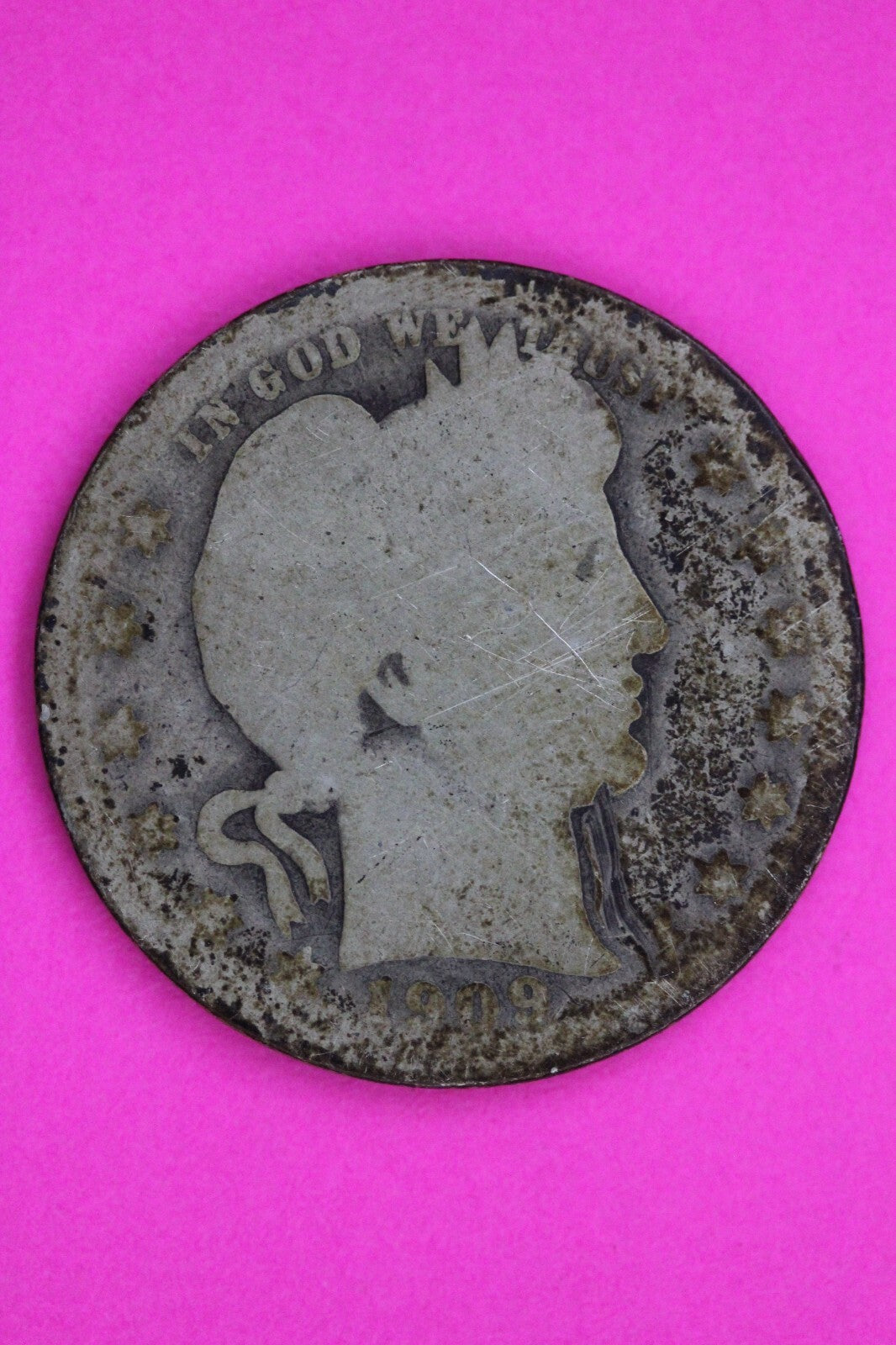 1909 O Barber Liberty Silver Quarter Guaranteed Authentic & Genuine Coin 1382