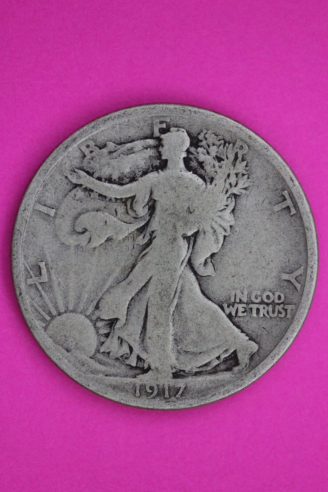 1917 D Reverse Walking Liberty Silver Half Dollar Guaranteed Authentic Coin 1158