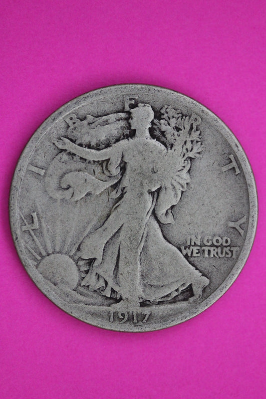 1917 D Reverse Walking Liberty Silver Half Dollar Guaranteed Authentic Coin 1158
