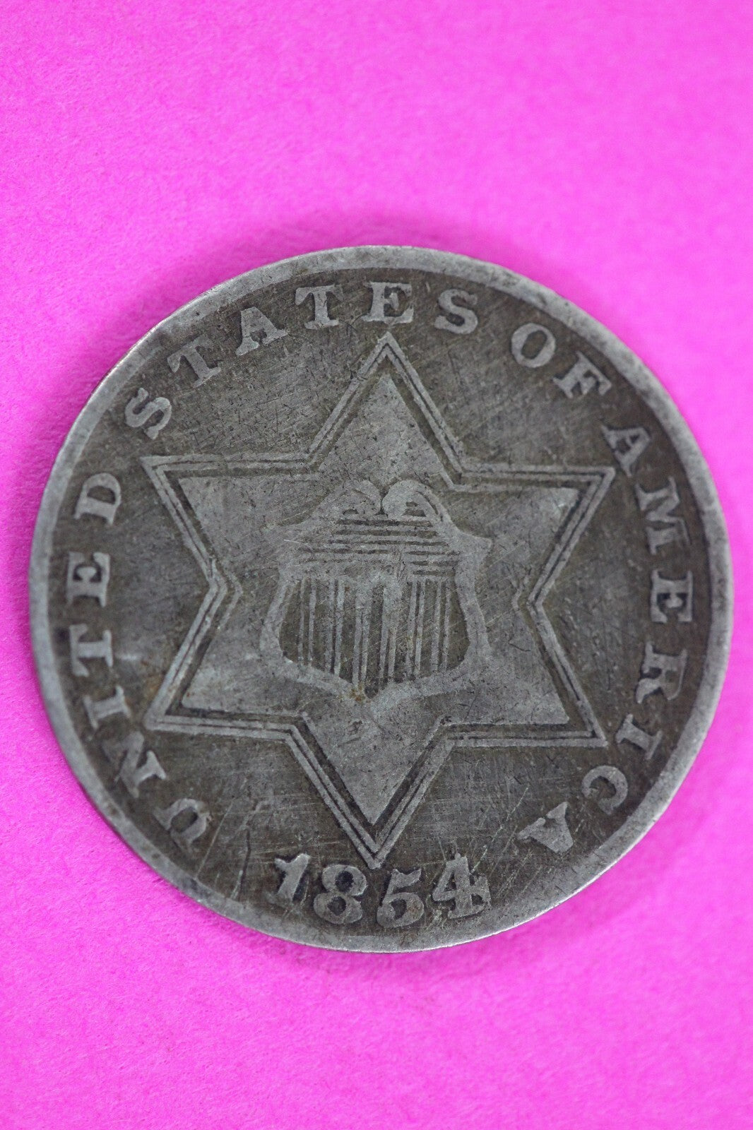 1854 Trime 3 Three Cent Silver Dime Exact Coin Shown In Pics Semi Key Date 101