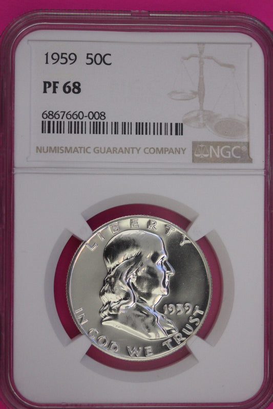 1959 PF 68 Ben Franklin Half Dollar NGC Graded Certified Authentic Slab 839