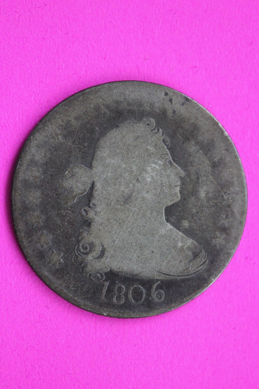 1806 Draped Bust Quarter Lady Liberty Rare Silver Key Date Coin Authentic 0873N