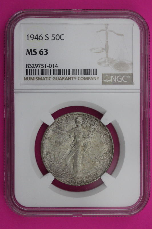 1946 S MS 63 Walking Liberty Half Dollar NGC Graded Certified Authentic 224