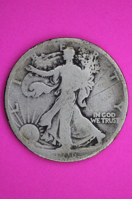 1916 P Walking Liberty Silver Half Dollar Guaranteed Authentic Genuine Coin 2319