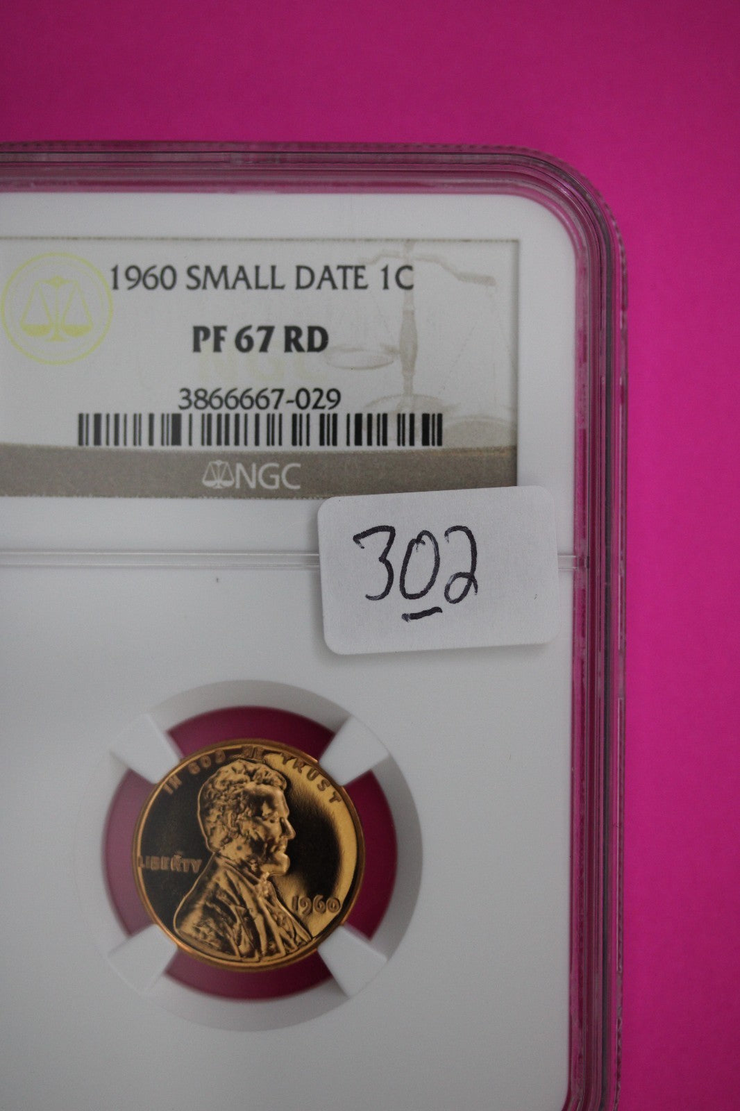 1960 Small Date PF 67 Red Lincoln Memorial Cent Proof Coin NGC Certified 302