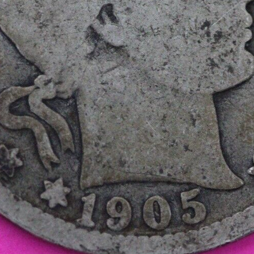 1905 P Barber Liberty Silver Quarter Scarce Semi Key Date Philadelphia Mint 07