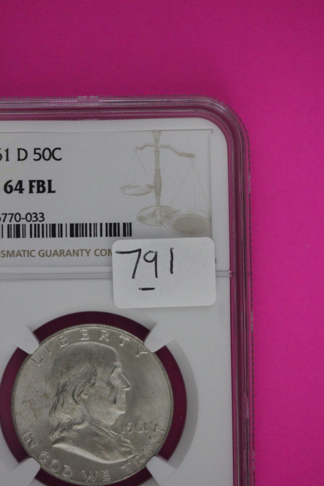 Full Bell Lines 1961 D MS 64 FBL Ben Franklin Half Dollar Silver Coin NGC 791