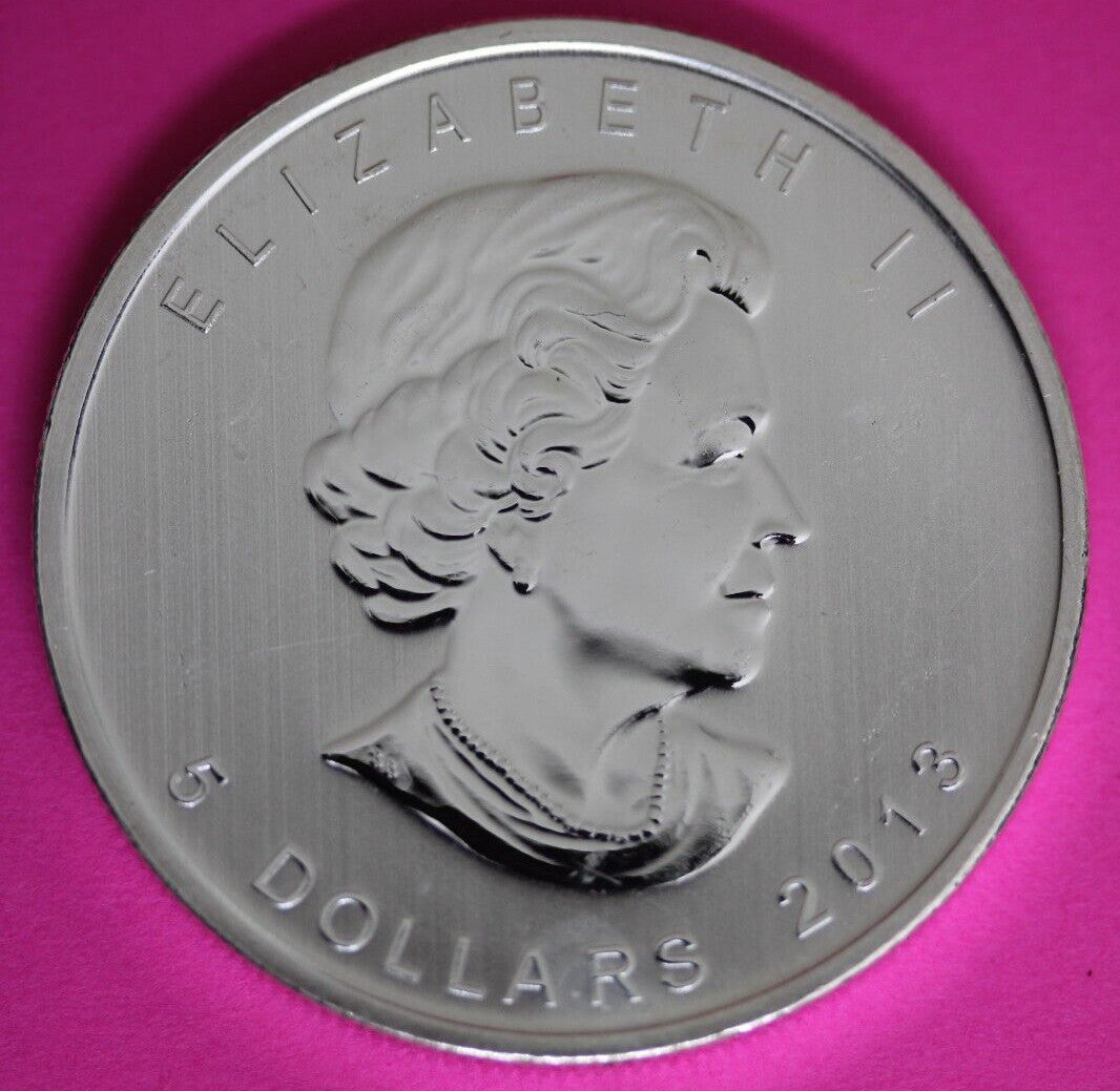 Gem BU 2013 Canada $5 Dollars 1 Ounce Silver Maple Leaf Same Coin In Pics CAF16