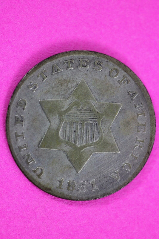 1851 Trime 3 Three Cent Silver Dime Exact Coin Shown In Pics Semi Key Date 98