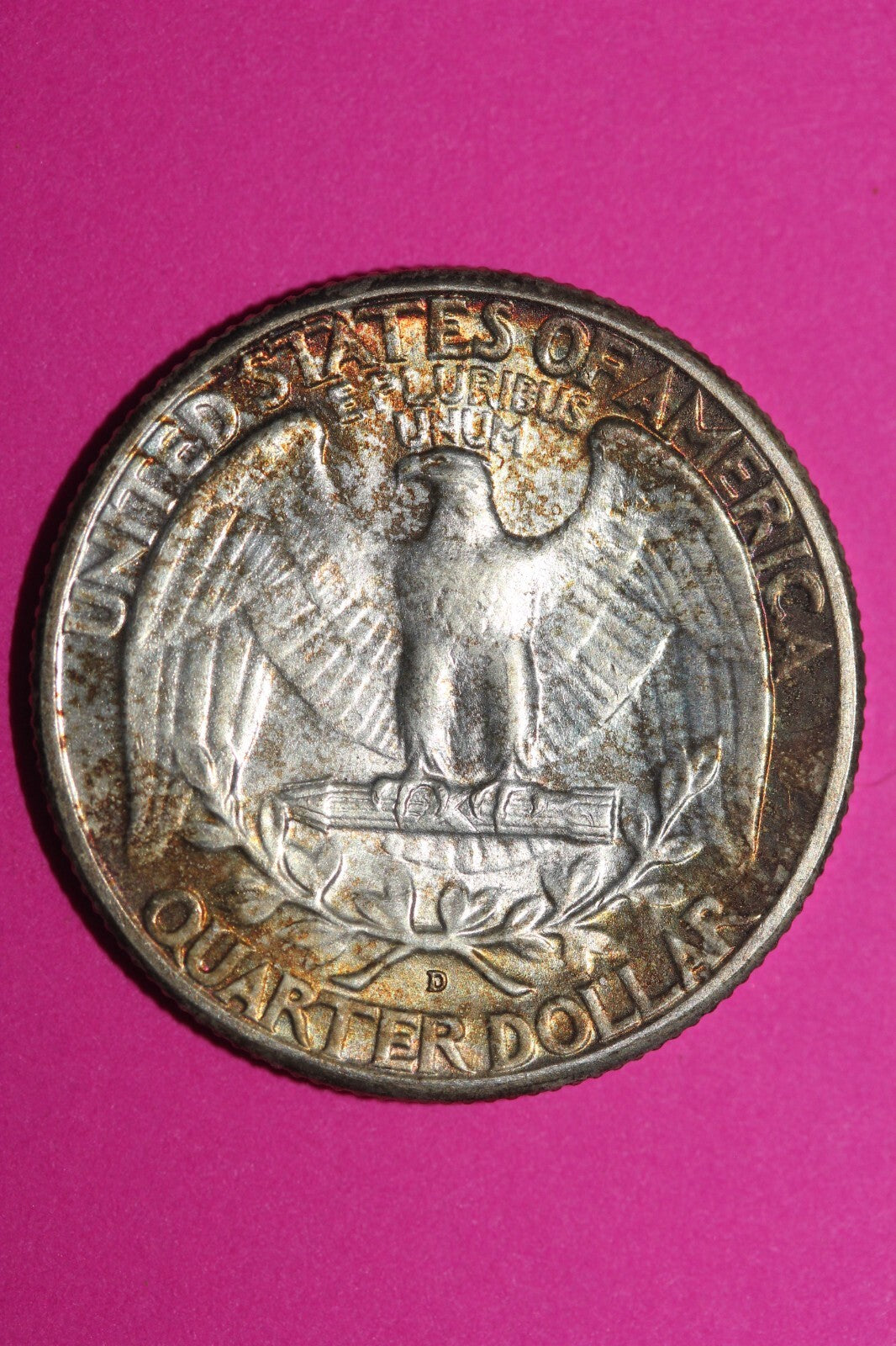 Toned 1945 D George Washington Silver Quarter Coin Guaranteed Authentic 1052