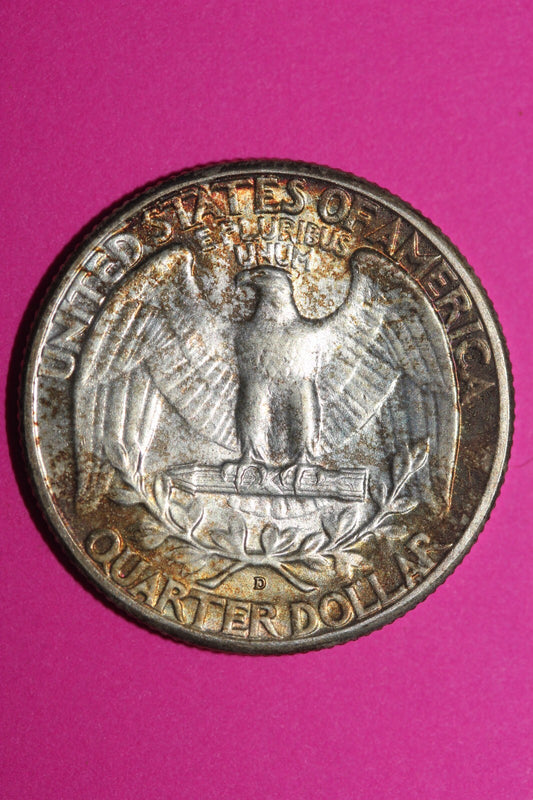 Toned 1945 D George Washington Silver Quarter Coin Guaranteed Authentic 1052