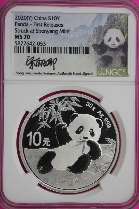 2020 MS 70 China Panda Shenyang 1 OZ 999 Silver NGC Certified Authentic Slab 177