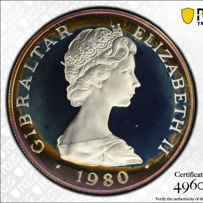 Toned 1981 PR 68 DCAM Crown Gibraltar Admiral Nelson Battle Trafalgar PCGS 572