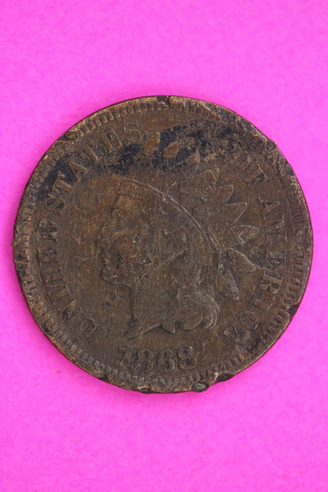 1868 Indian Head Cent Penny Guaranteed Authentic & Genuine Coin Free Ship 1318